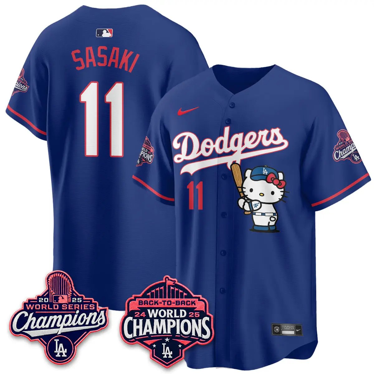 LAD x Hello Kitty Night 2026 Vapor Jersey - All Stitched by Los Angeles Dodgers