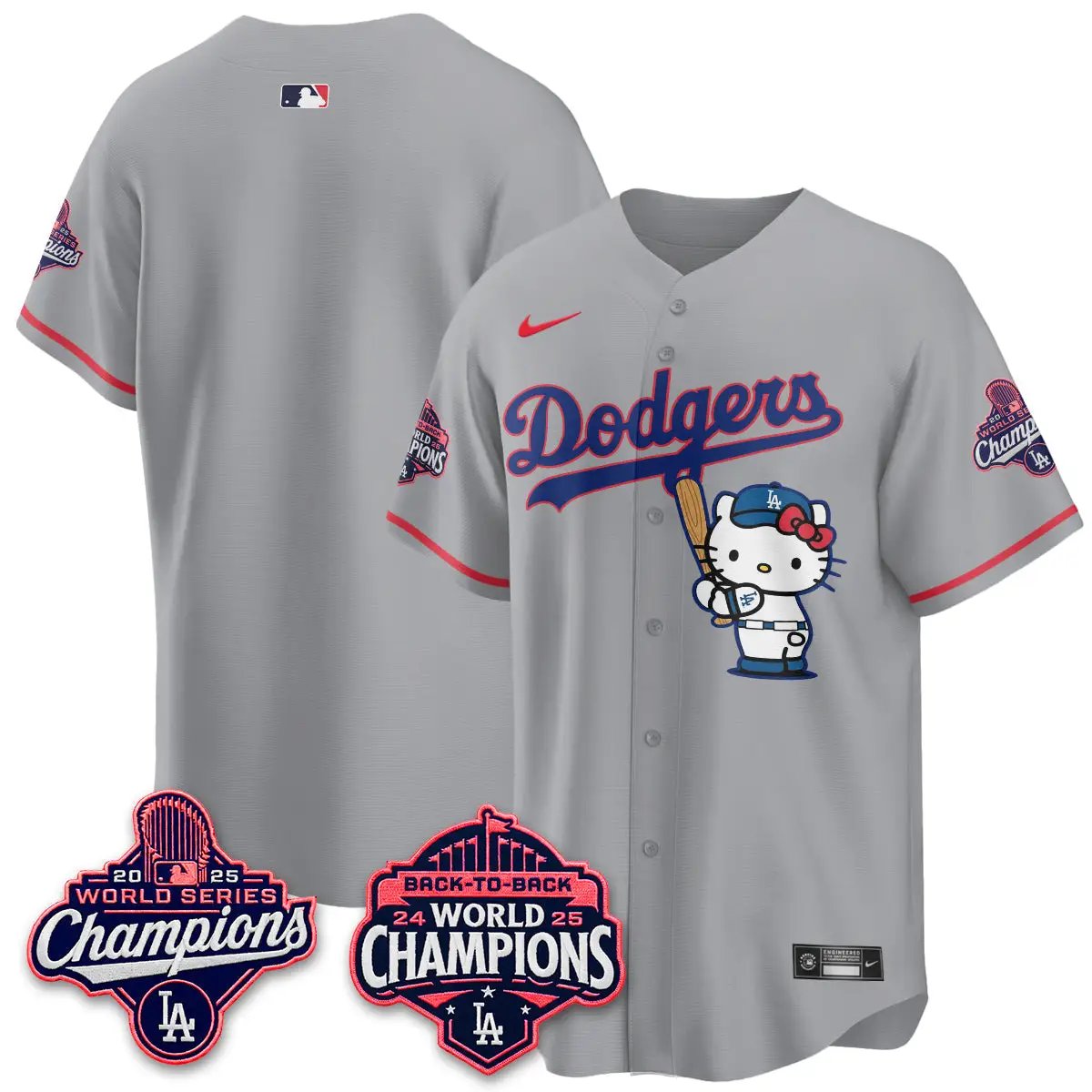 LAD x Hello Kitty Night 2026 Vapor White Jersey - All Stitched by Los Angeles Dodgers