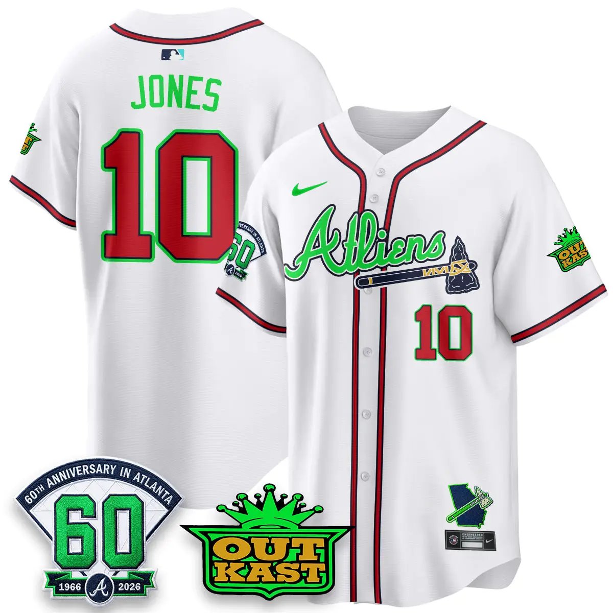 ATL x Atliens Cool Base Galaxy Version Jersey - Stitched (2) by Atlanta Braves