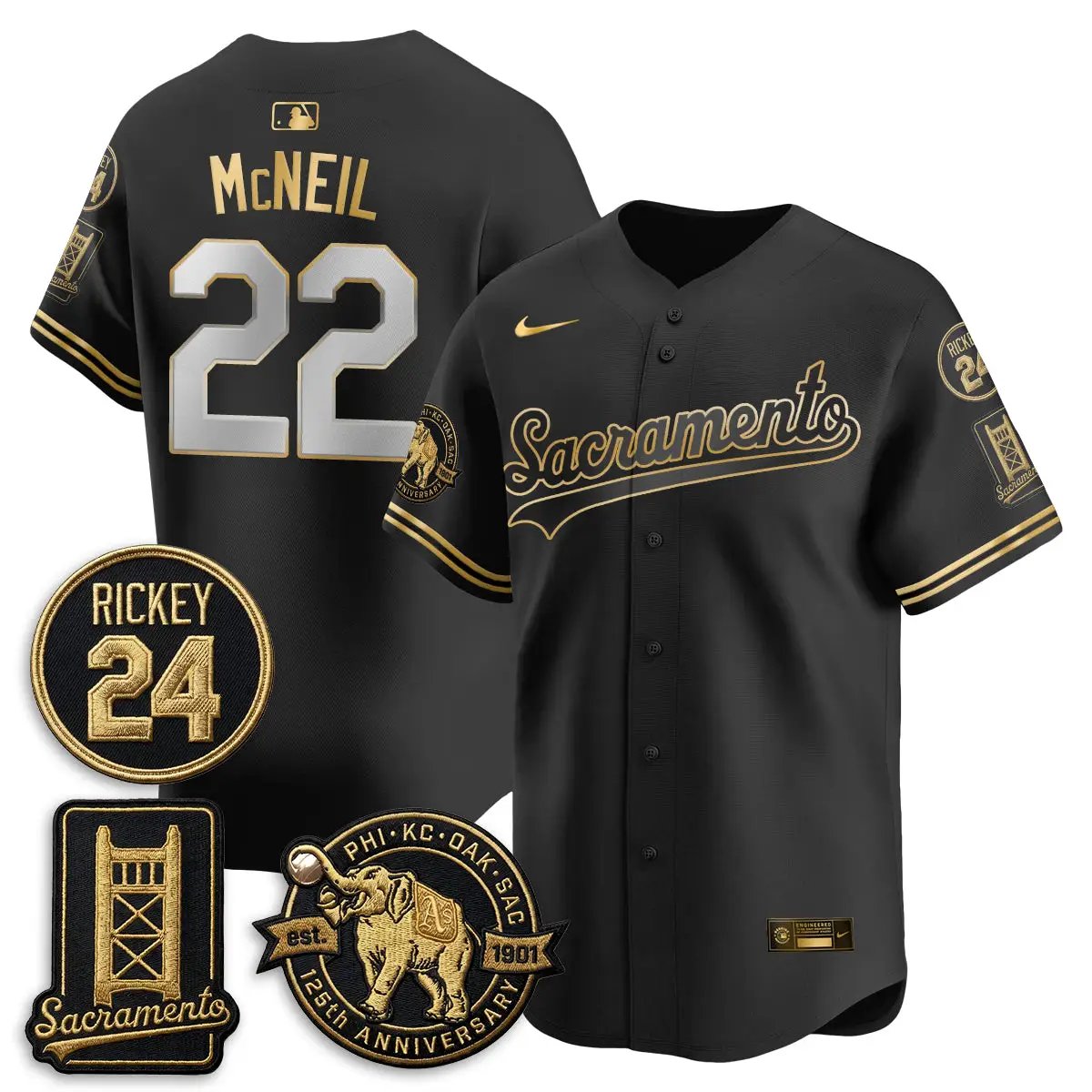 OAK 2026 Alternate Sacramento 125 Years Limited Vapor Gold Edition Jersey - All Stitched by Oakland Athletics