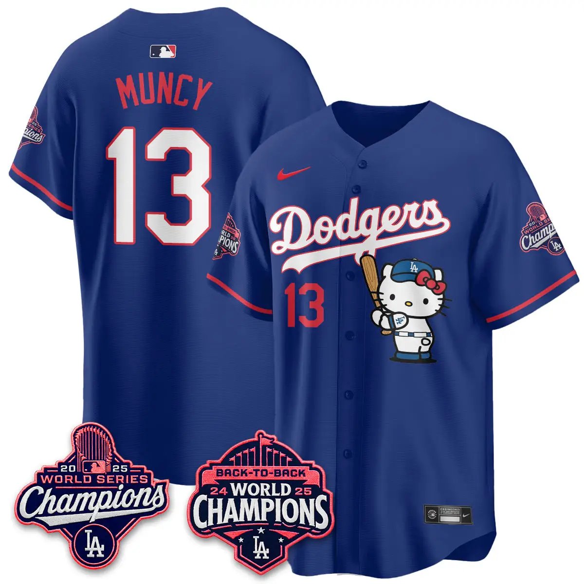LAD x Hello Kitty Night 2026 Vapor White Jersey - All Stitched by Los Angeles Dodgers