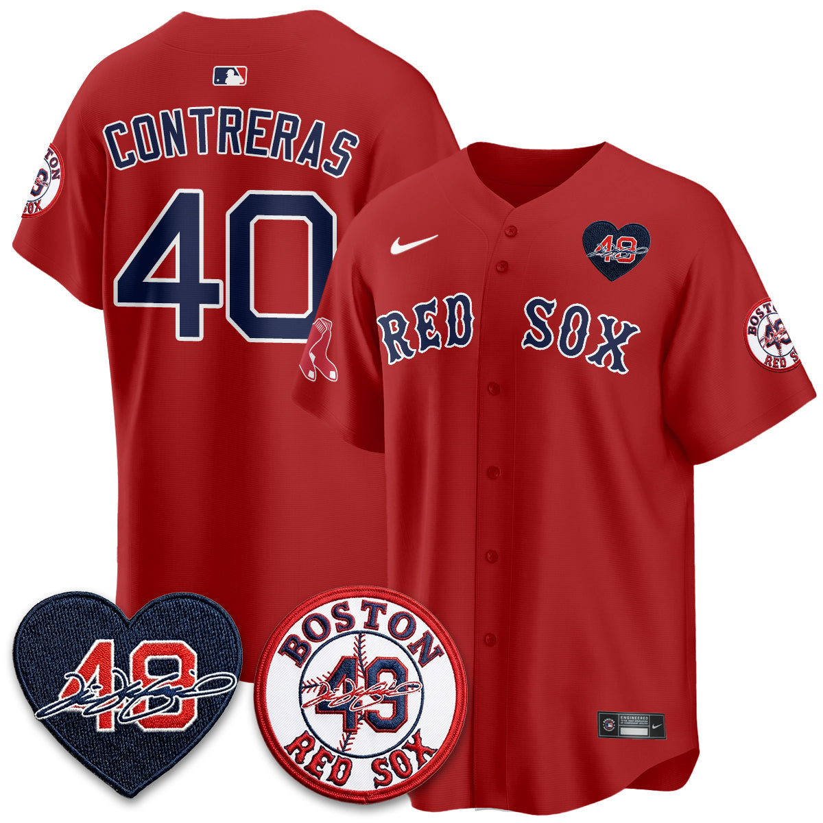BOS Tim Wakefield Memorial Patch Vaper Premier Limited Jersey - All Stitched by Boston Red Sox