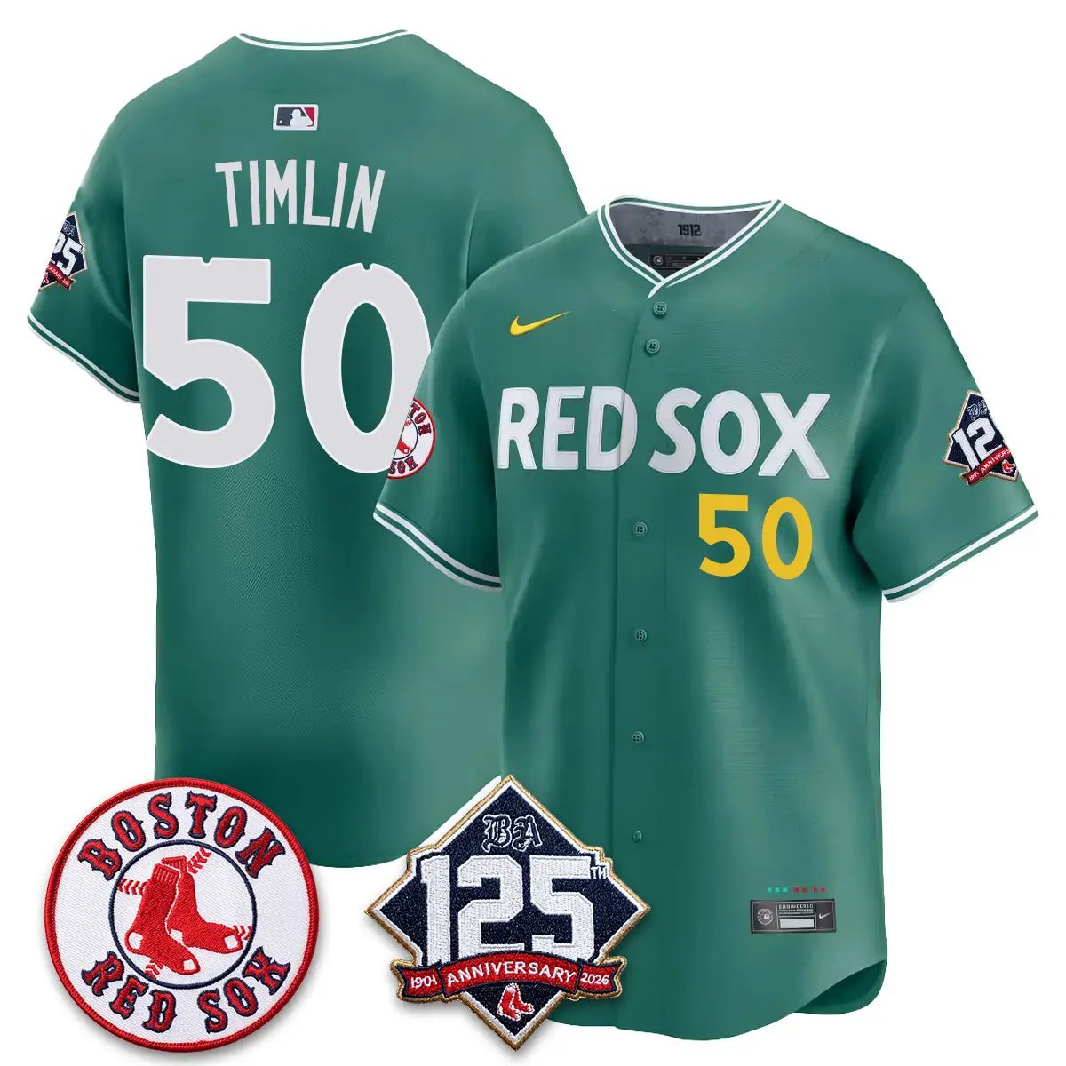 Boston Red Sox 125th Anniversary Patch Vapor Jersey - Stitched by Boston Red Sox