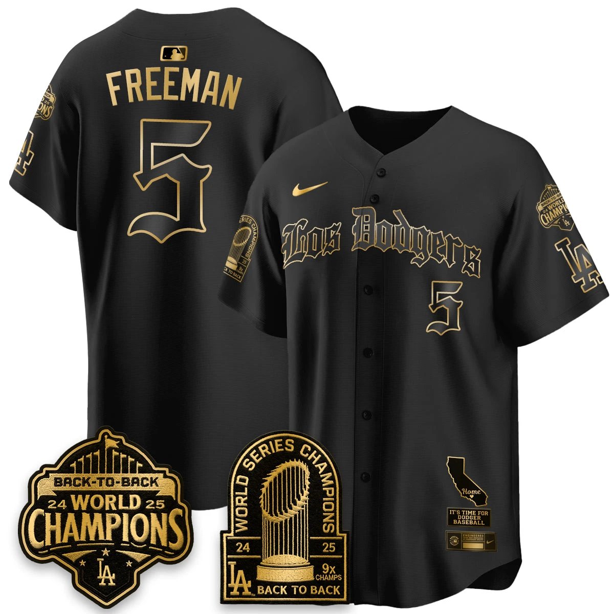 Los Angeles Dodgers World Series Champions Vapor Premier Limited Gothic Edition Jersey - All Stitched by Los Angeles Dodgers