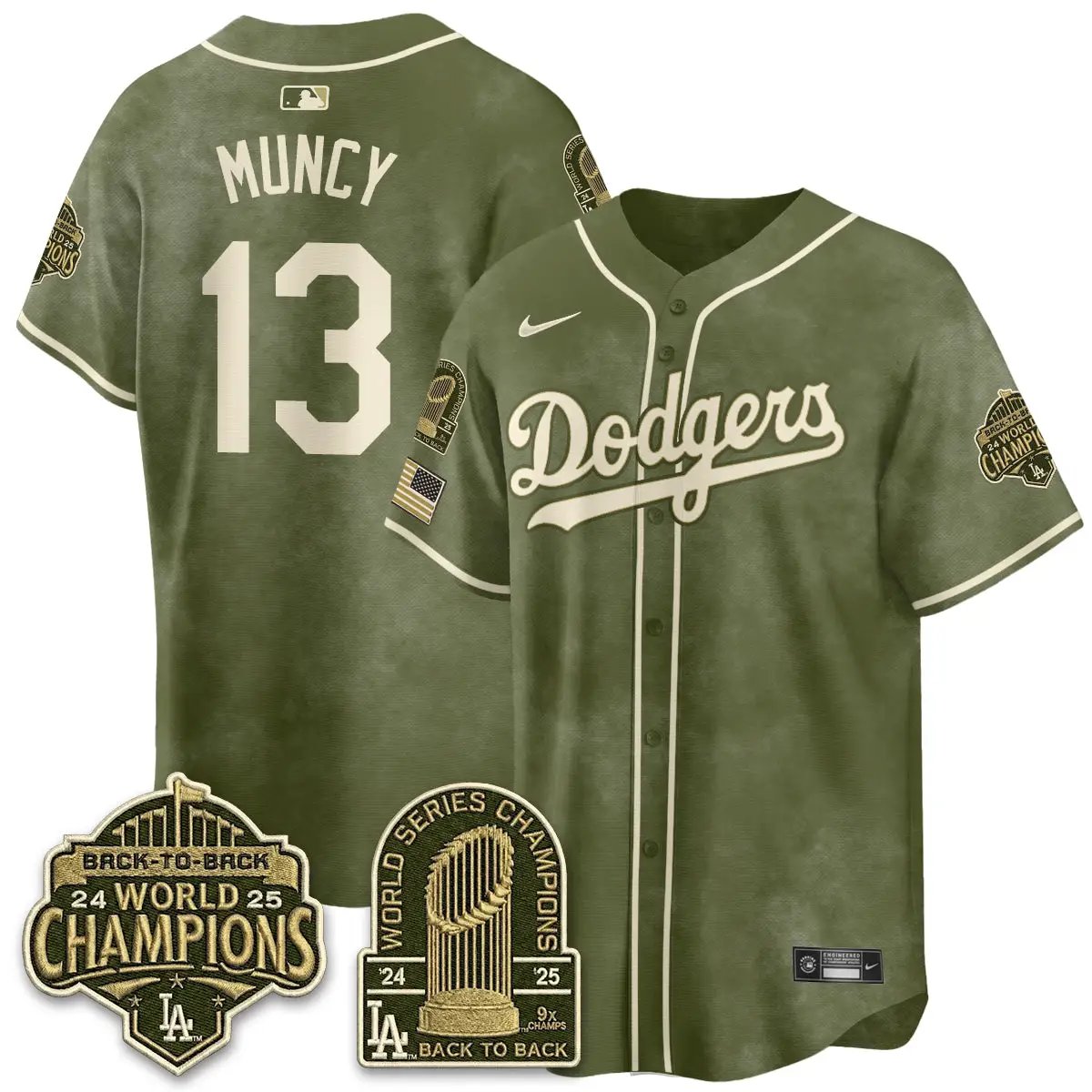 LAD New Era Olive 2026 Armed Forces Day Jersey -All Stitched by Los Angeles Dodgers