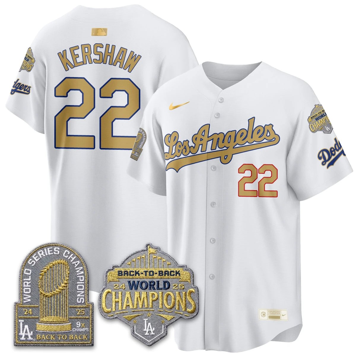 LAD Gold Collection Vapor Limited Jersey - 9x & B2B Champs - All Stitched by Los Angeles Dodgers
