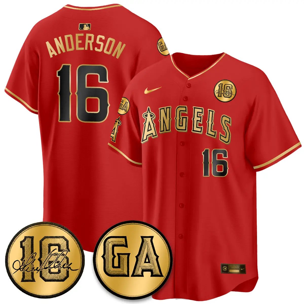 LAA Garret Anderson Tribute Patch Vapor Jersey - All Stitched V2 by Los Angeles Angels