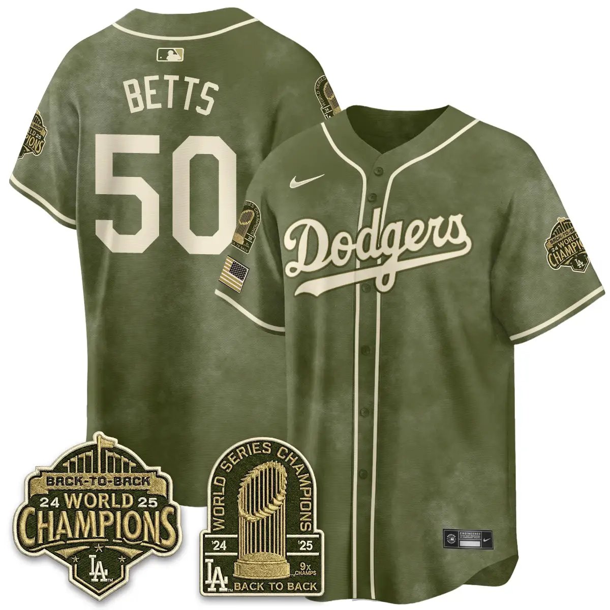 LAD New Era Olive 2026 Armed Forces Day Jersey -All Stitched by Los Angeles Dodgers