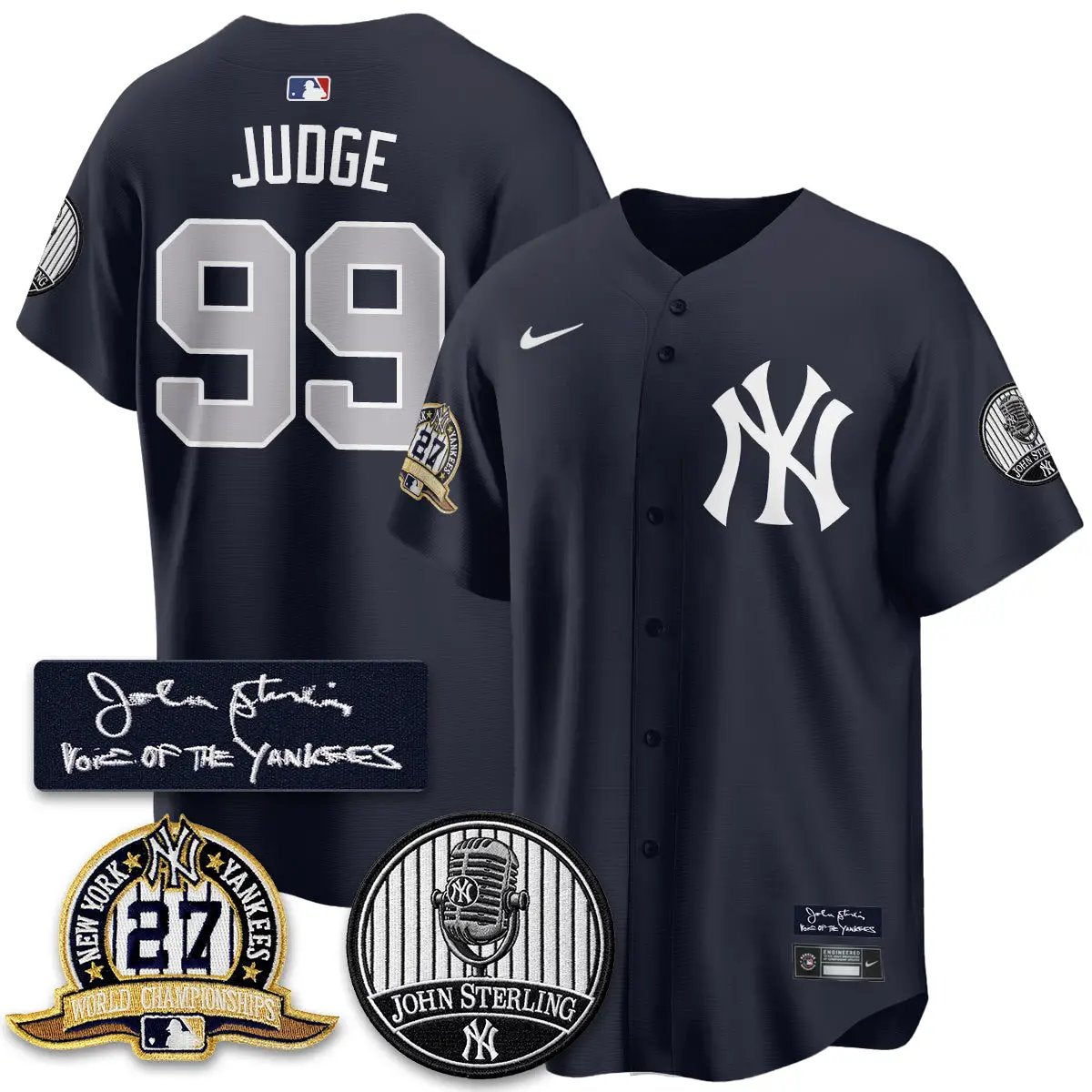 NYY John Sterling Tribute Patch Vapor Premier Limited Jersey - Stitched by New York Yankees