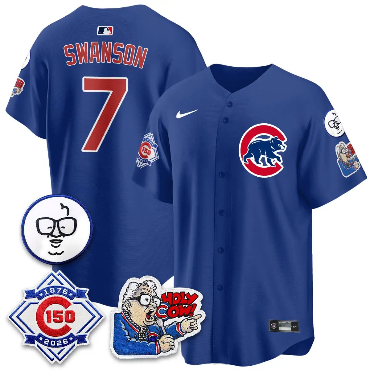 Chicago Cubs 150th Anniversary Harry Caray Holy Cow Vapor Premier Limited Jersey - All Stitched V2 by Chicago Cubs