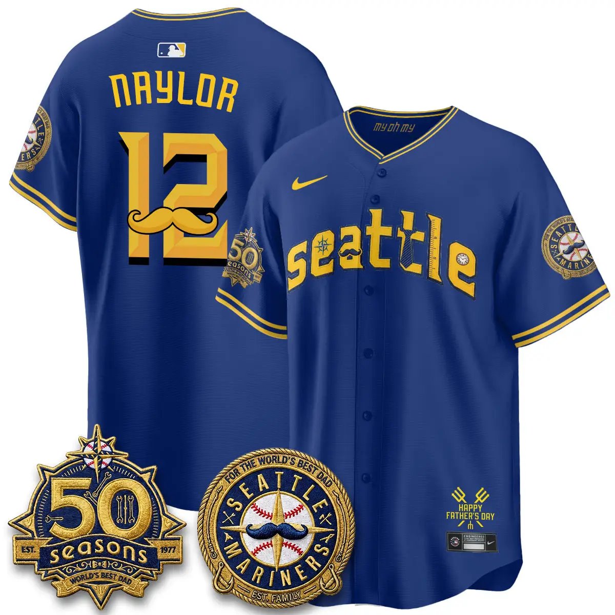Seattle Mariners Happy Father's Day Vapor Jersey - Stitched by Seattle Mariners