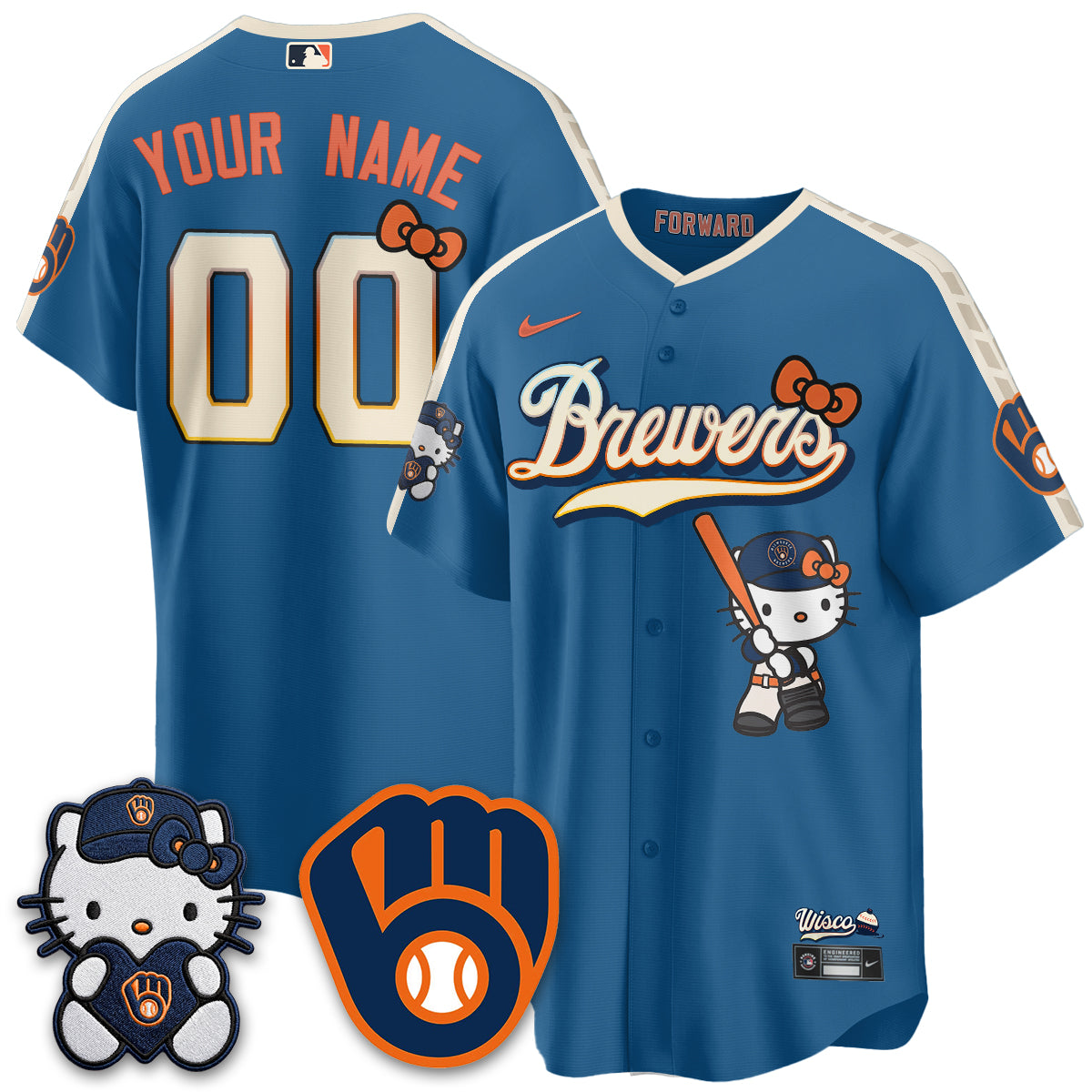 Milwaukee Brewers Meow KT Night Vapor Limited Custom Jersey - All Stitched by Milwaukee Brewers