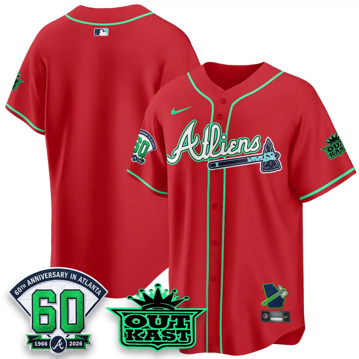 ATL x Atliens Cool Base Galaxy Version Jersey - Stitched (2) by Atlanta Braves