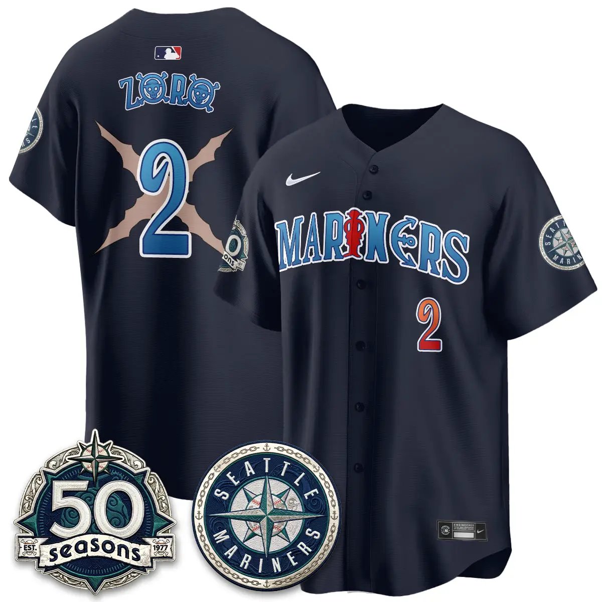 Seattle Mariners x Japanese Cartoon Vapor Limited Jersey - Stitched by Seattle Mariners