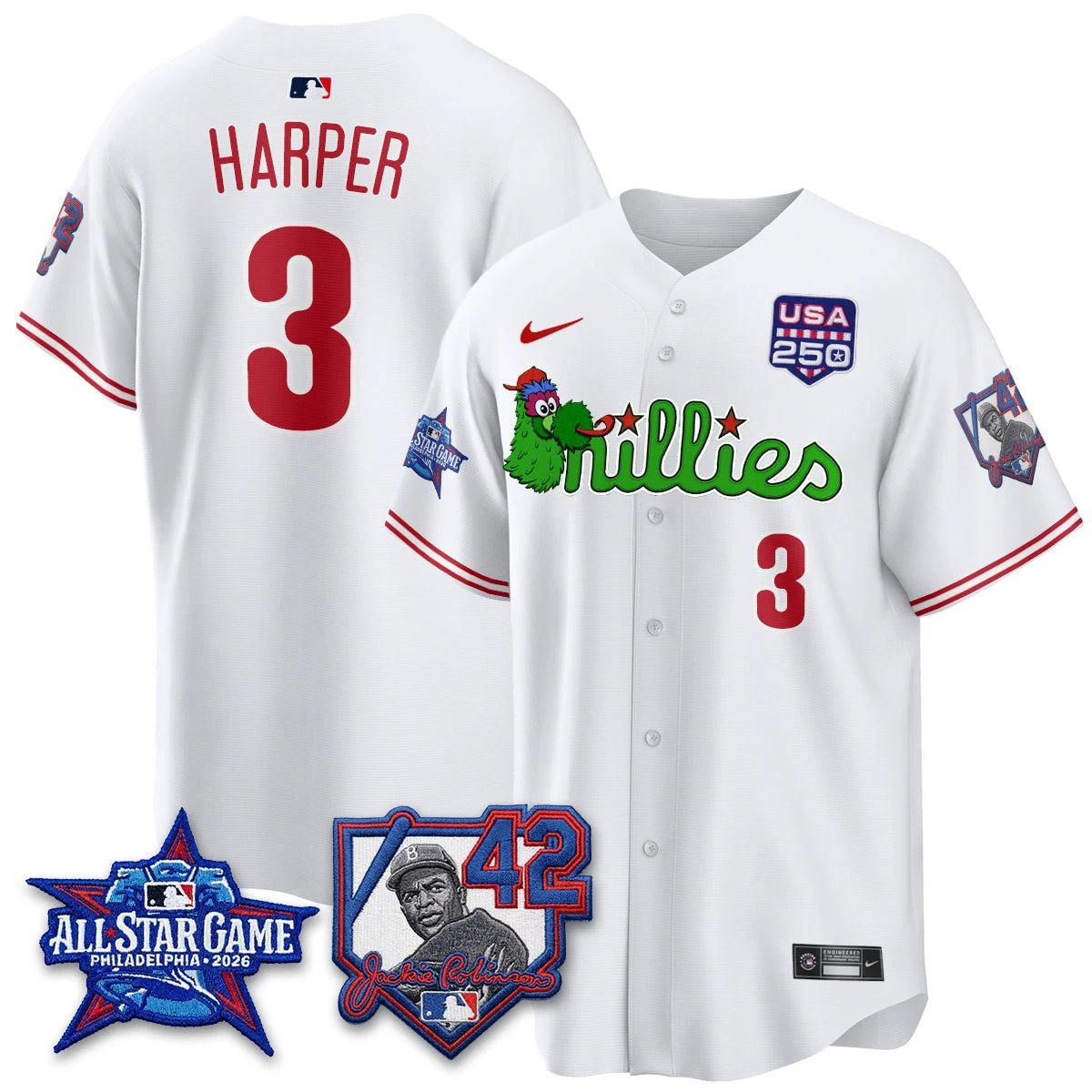 Philadelphia Phillies Phanatic 2026 New Era & 250th USA Vapor Limited Jersey - All Star Game - All Stitched by Philadelphia Phillies