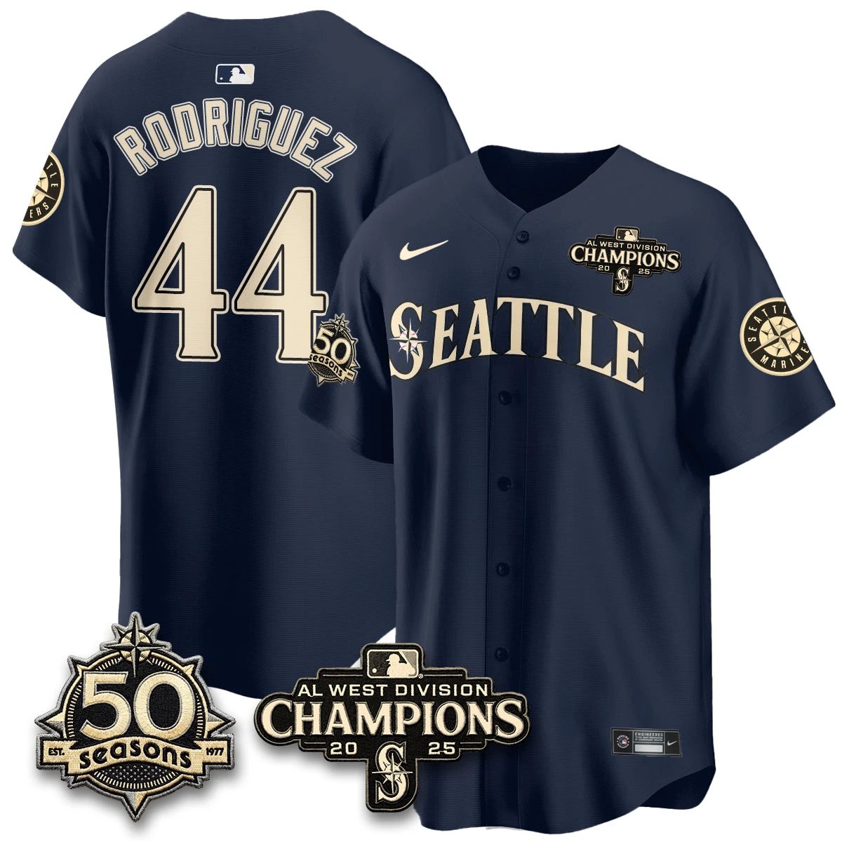 Seattle Mariners Vapor Premier Limited Jersey - 50th Anniversary & AL West Division Champions - Steelheads Community Funds - All Stitched by Seattle Mariners