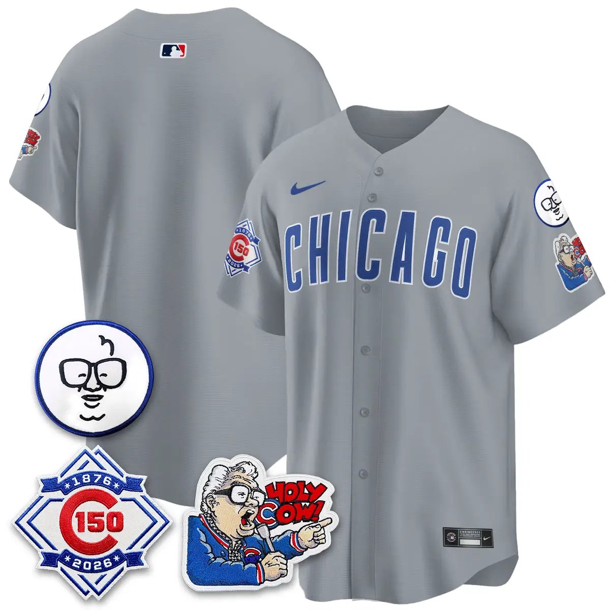 Chicago Cubs 150th Anniversary Harry Caray Holy Cow Vapor Premier Limited Jersey - All Stitched V2 by Chicago Cubs
