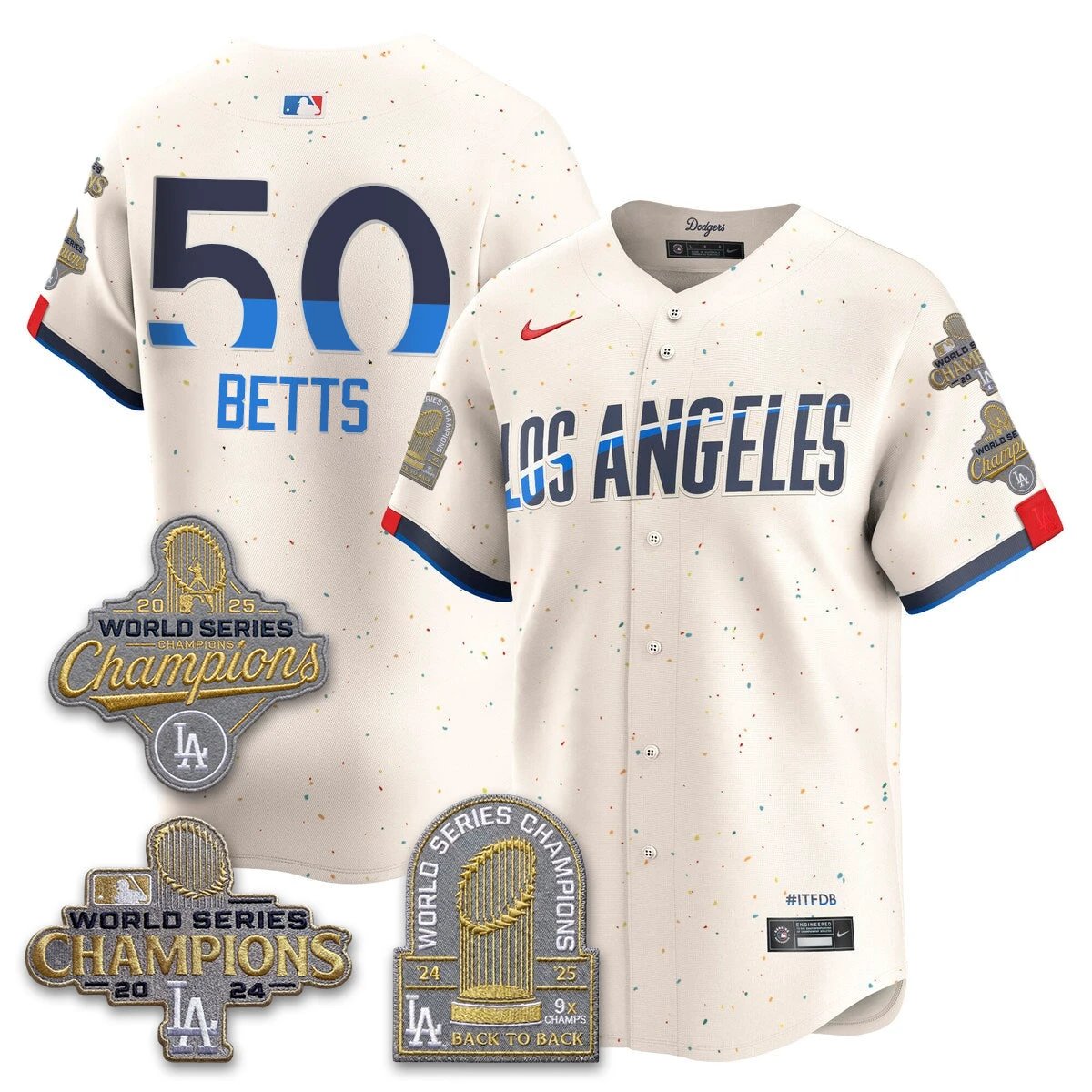 Los Angeles Dodgers Gold Collection Stadium Vapor Limited Jersey - Back to Back 9x Champs - All Stitched by Los Angeles Dodgers