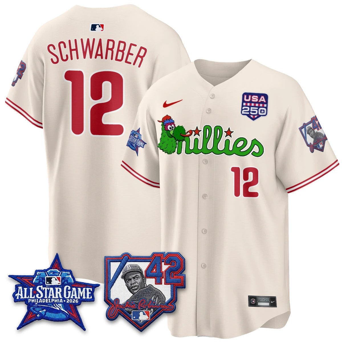 Philadelphia Phillies Phanatic 2026 New Era & 250th USA Vapor Limited Jersey - All Star Game - All Stitched by Philadelphia Phillies