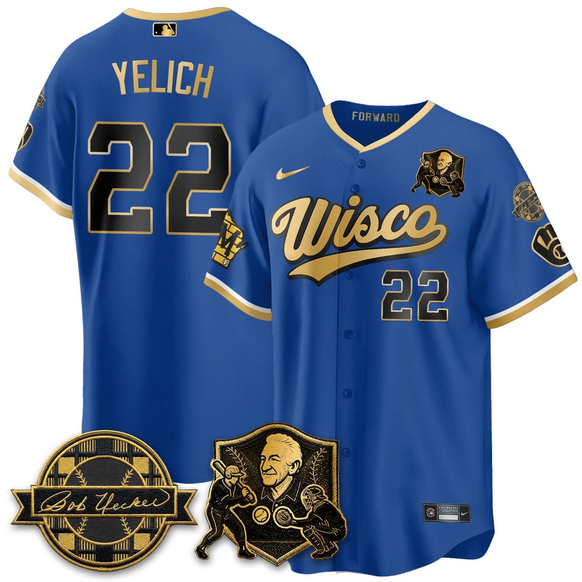 Milwaukee Brewers Bob Uecker - 54 SSs for Brewers' Vapor Limited City Connect Jersey - All Stitched by Milwaukee Brewers