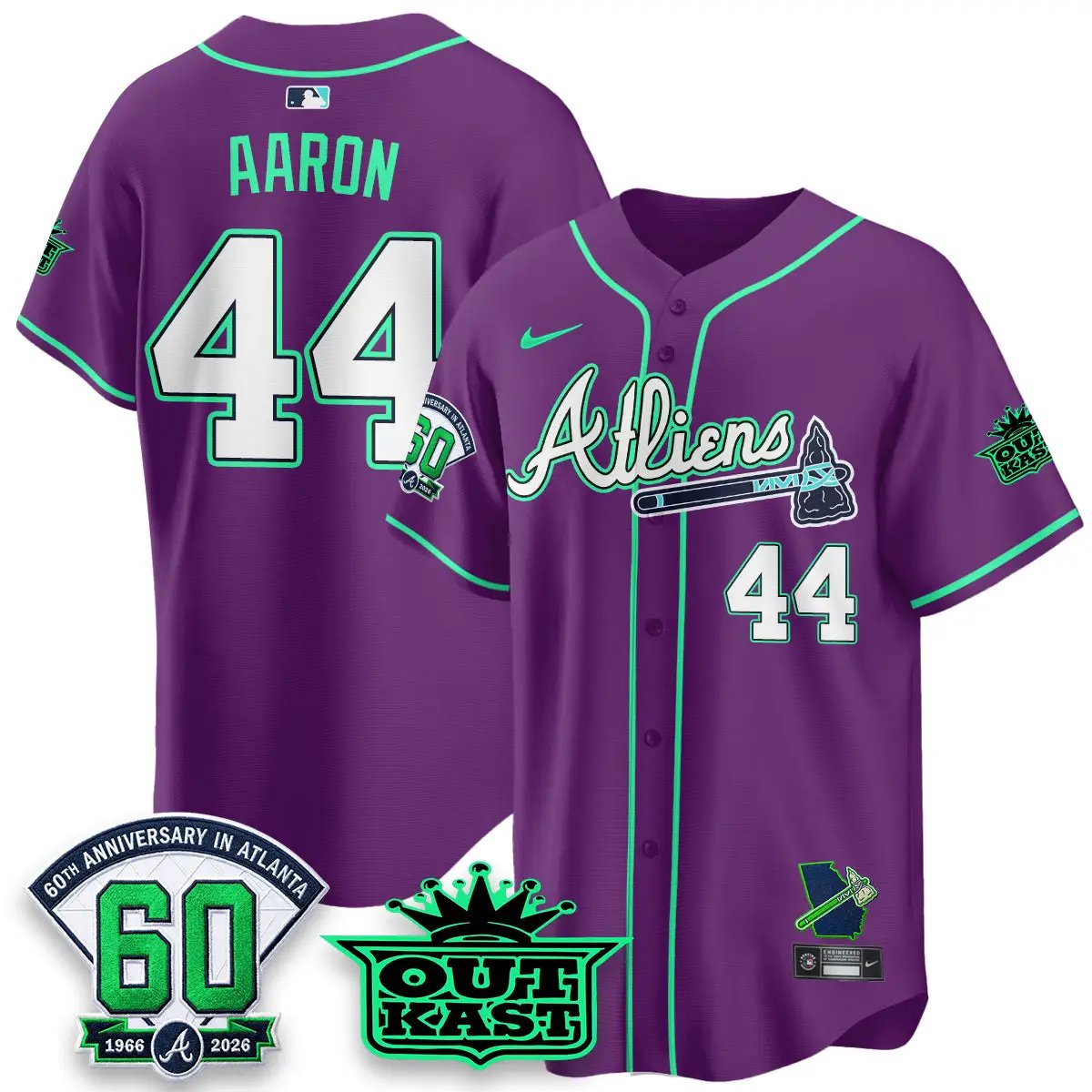 ATL x Atliens Cool Base Galaxy Version Jersey - Stitched (2) by Atlanta Braves