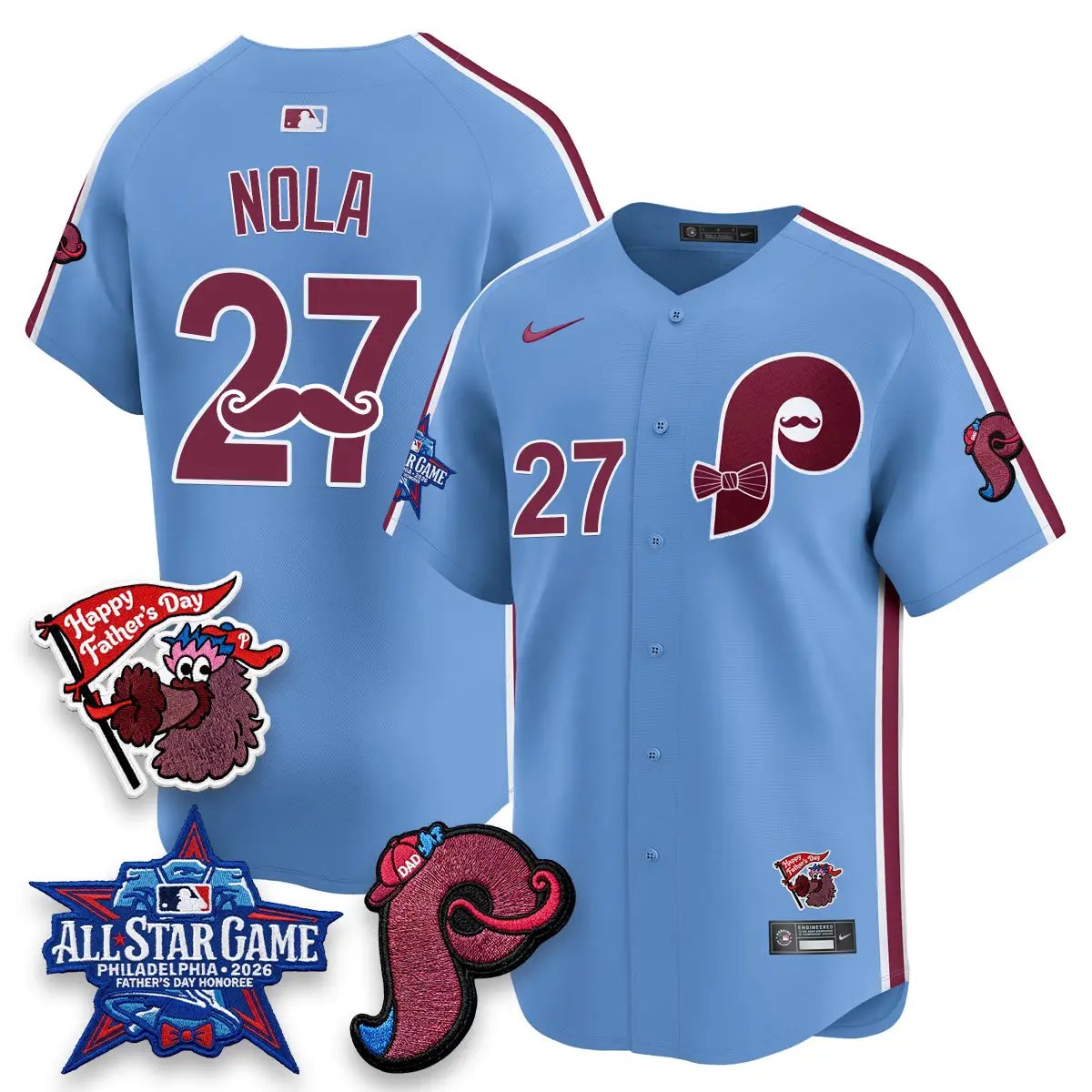 PHI Happy Father's Day Vapor Jersey - Stitched by Philadelphia Phillies