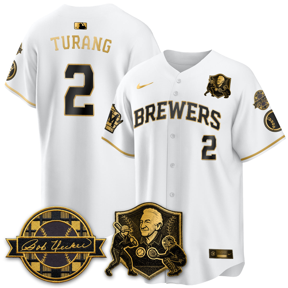 MIL Bob Uecker - 54 Seasons for Brewers' Vapor Limited Gold Jersey - All Stitched by Milwaukee Brewers