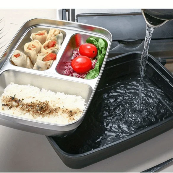 Leak-proof lunch box made of stainless steel with 3/4 compartments Bowlift by Bowlift
