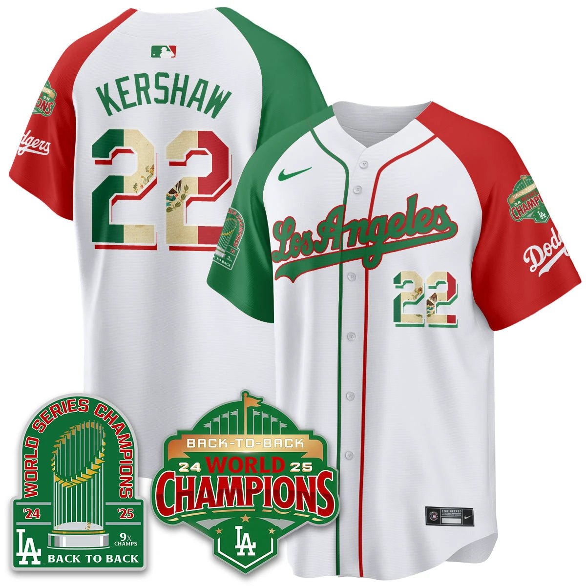 LAD Mexico Vapor Limited Jersey - 9x & B2B Champs - All Stitched by Los Angeles Dodgers