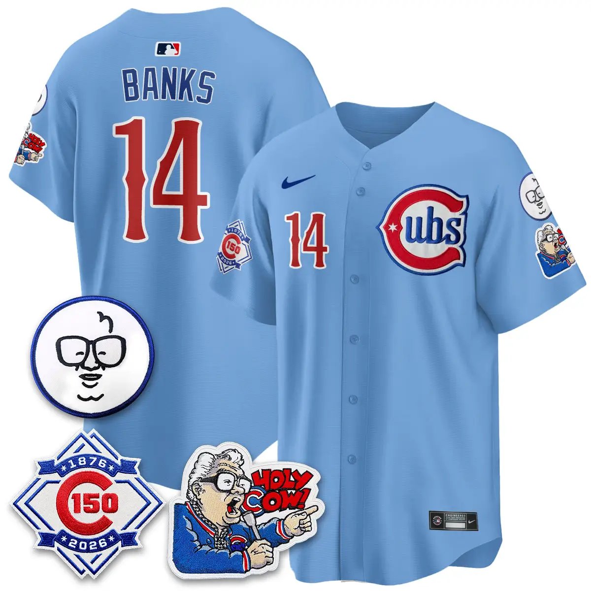 Chicago Cubs 150th Anniversary Harry Caray Holy Cow Vapor Premier Limited Jersey - All Stitched V2 by Chicago Cubs