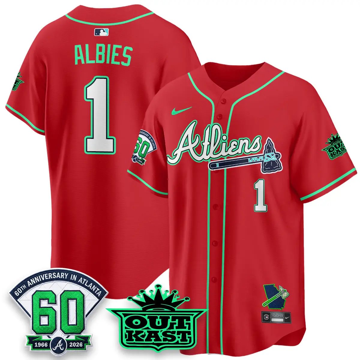 ATL x Atliens Cool Base Galaxy Version Jersey - Stitched (2) by Atlanta Braves