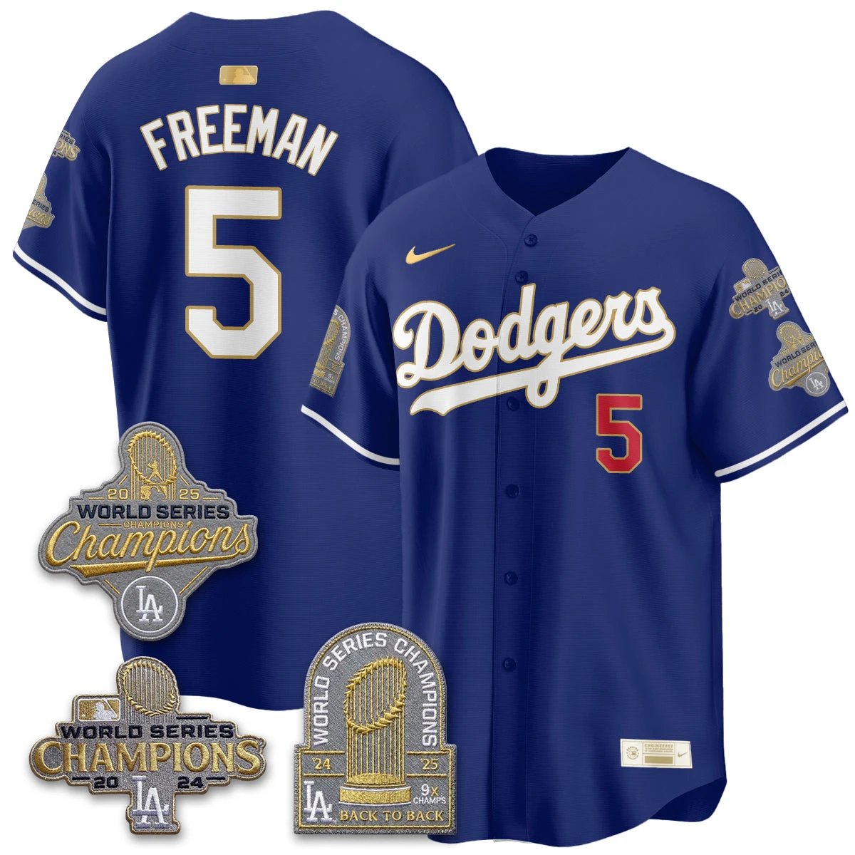 Los Angeles Dodgers Gold Collection Stadium Vapor Limited Jersey - Back to Back 9x Champs - All Stitched by Los Angeles Dodgers
