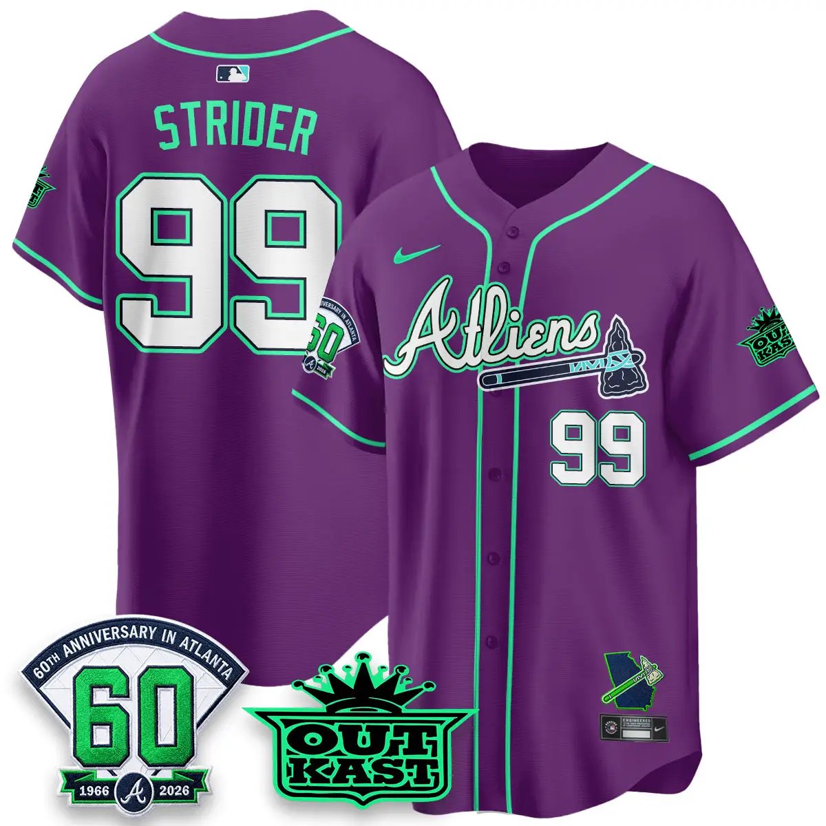 ATL x Atliens Cool Base Galaxy Version Jersey - Stitched (2) by Atlanta Braves