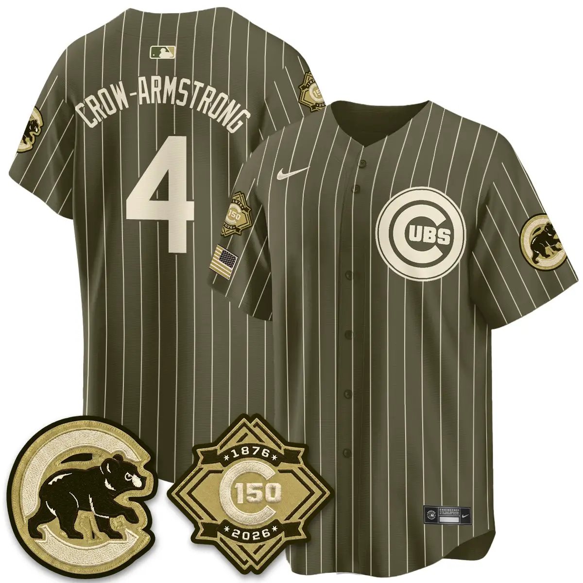 Chicago Cubs New Era Olive 2026 Armed Forces Day Jersey -All Stitched by Chicago Cubs