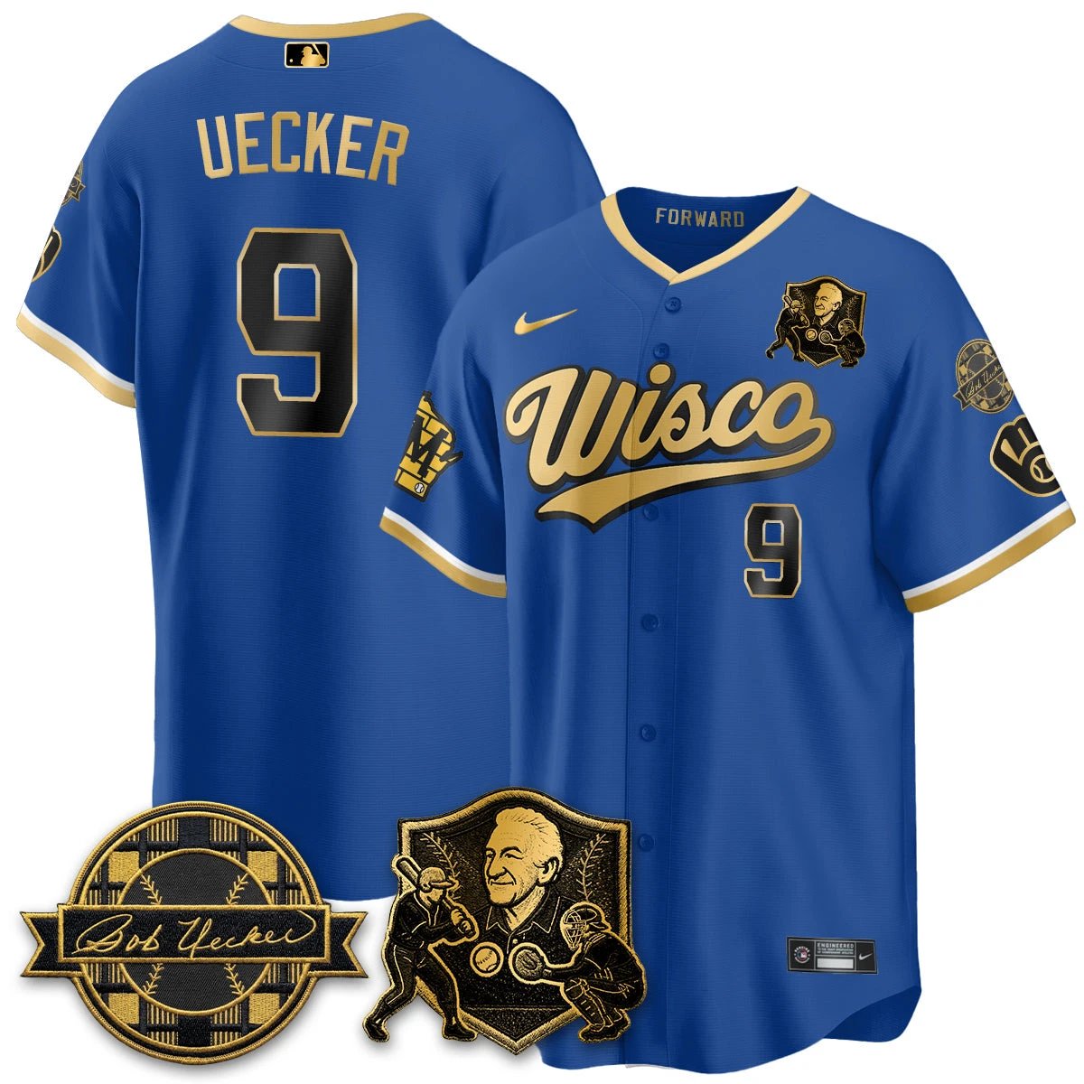 Milwaukee Brewers Bob Uecker - 54 SSs for Brewers' Vapor Limited City Connect Jersey - All Stitched by Milwaukee Brewers