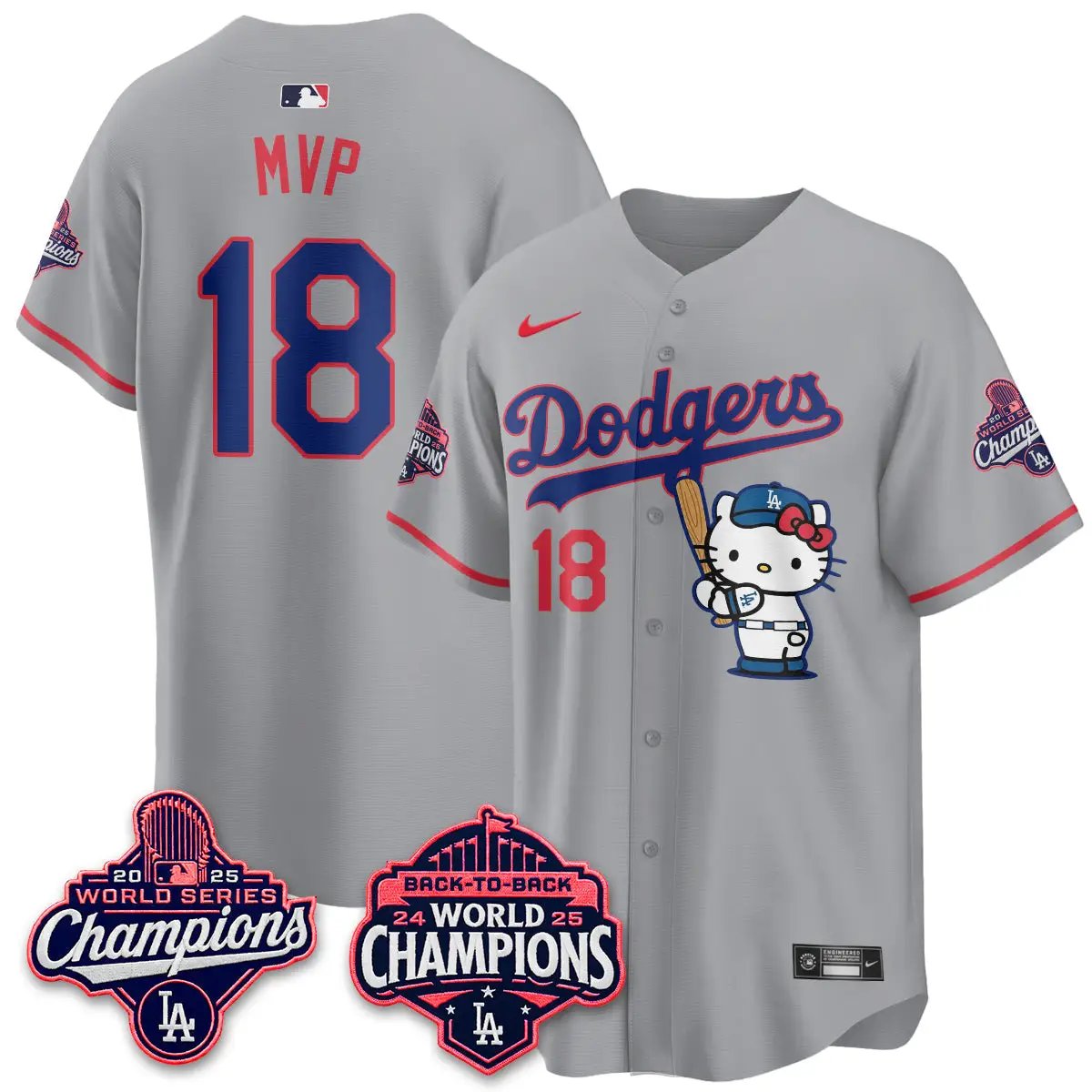 LAD x Hello Kitty Night 2026 Vapor Jersey - All Stitched by Los Angeles Dodgers