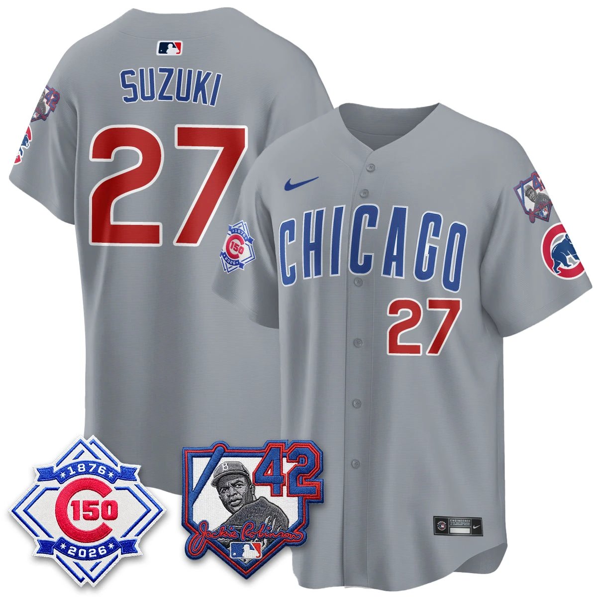Chicago Cubs 150th Anniversary & Jackie Robinson Day Patch Vapor Premier Limited Jersey - All Stitched by Chicago Cubs