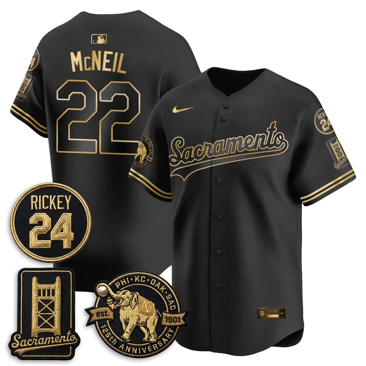 OAK 2026 Alternate Sacramento 125 Years Limited Vapor Gold Edition Jersey - All Stitched by Oakland Athletics