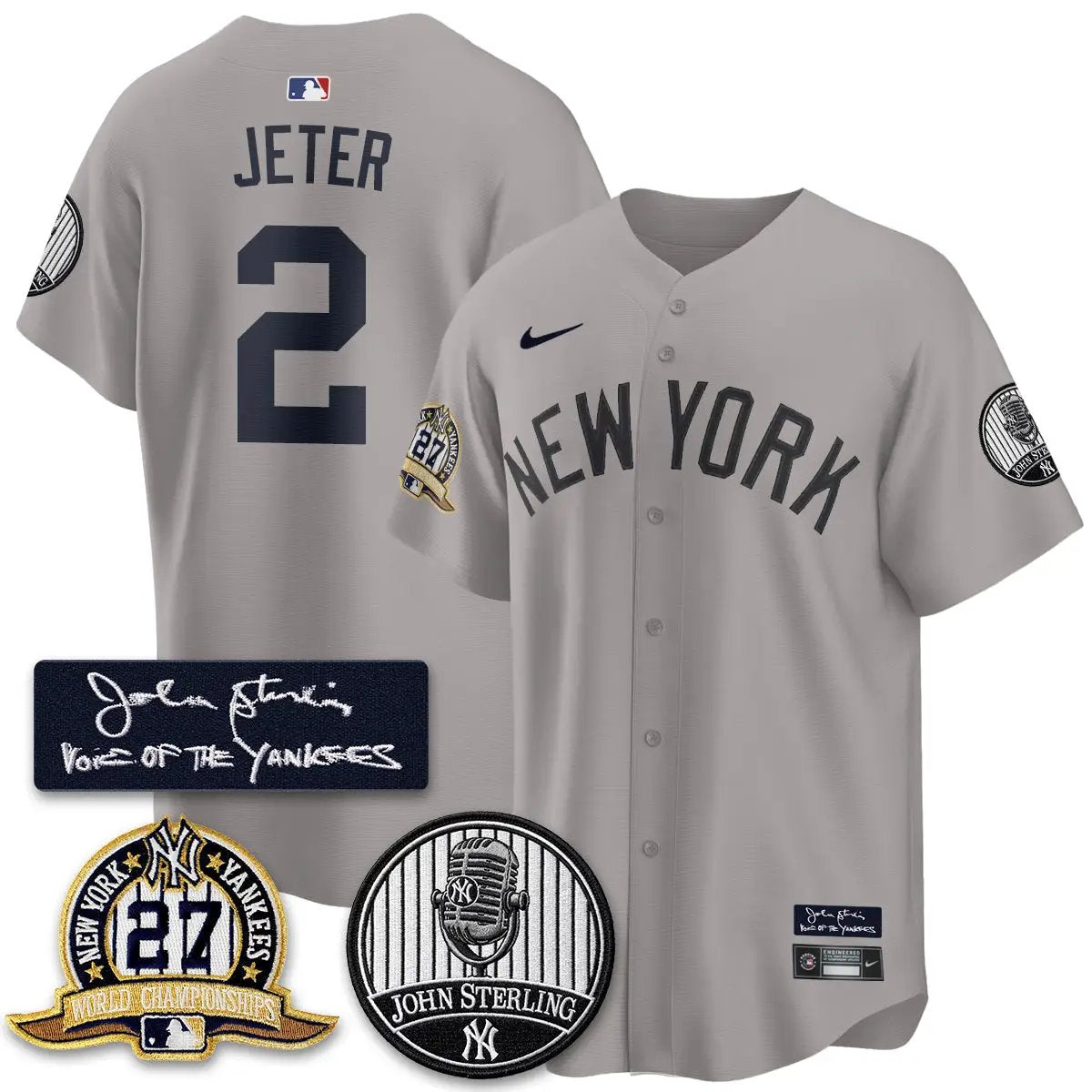 NYY John Sterling Tribute Patch Vapor Premier Limited Jersey - Stitched by New York Yankees