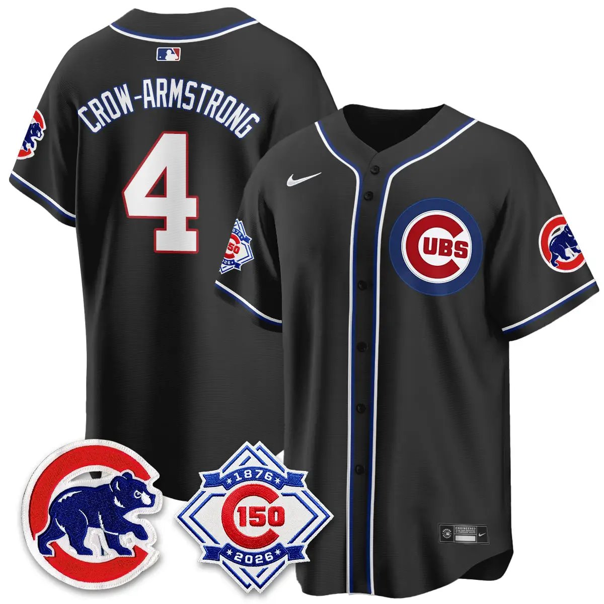 Chicago Cubs 150th Anniversary Black Out Style Vapor Premier Limited Jersey - All Stitched by Chicago Cubs