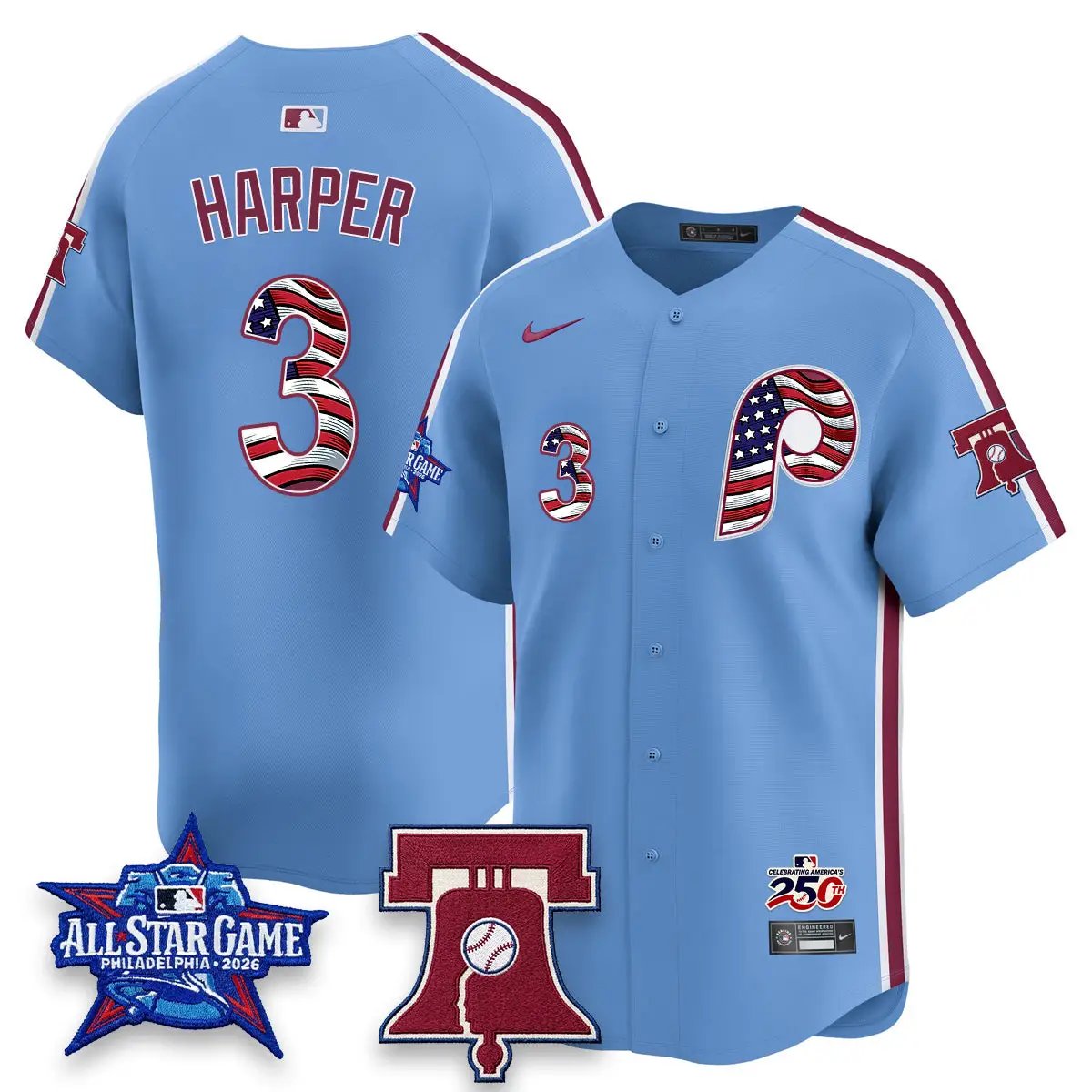 PHI 2026 USA 250 All Star Game Vapor Limited Jersey - Stitched (2) by Philadelphia Phillies