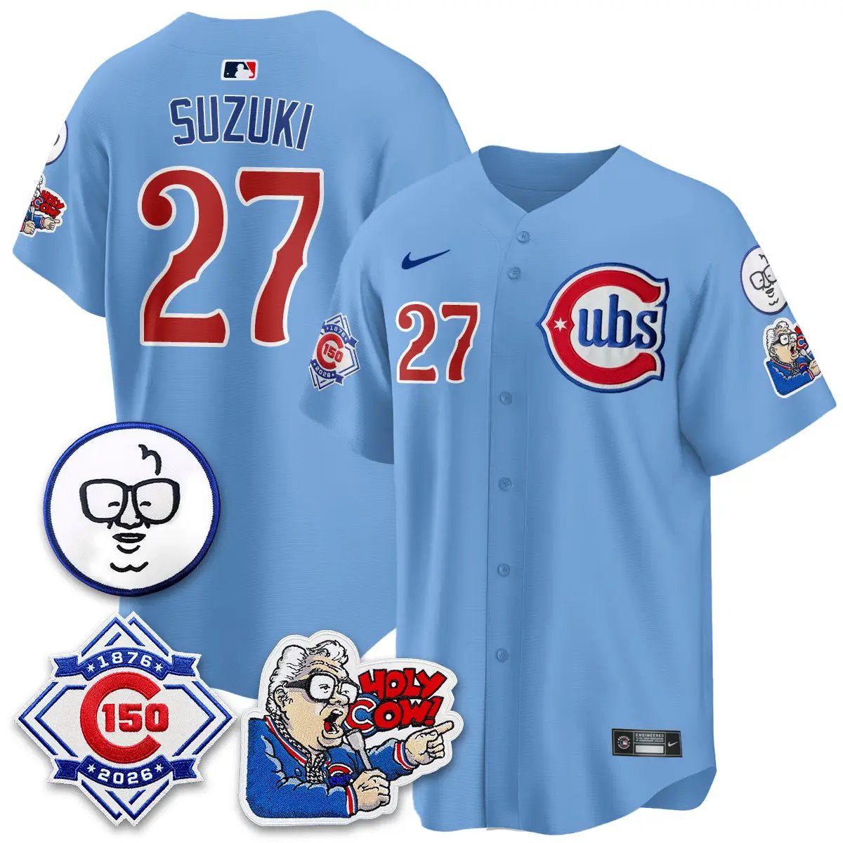 Chicago Cubs 150th Anniversary Harry Caray Holy Cow Vapor Premier Limited Jersey - All Stitched V2 by Chicago Cubs