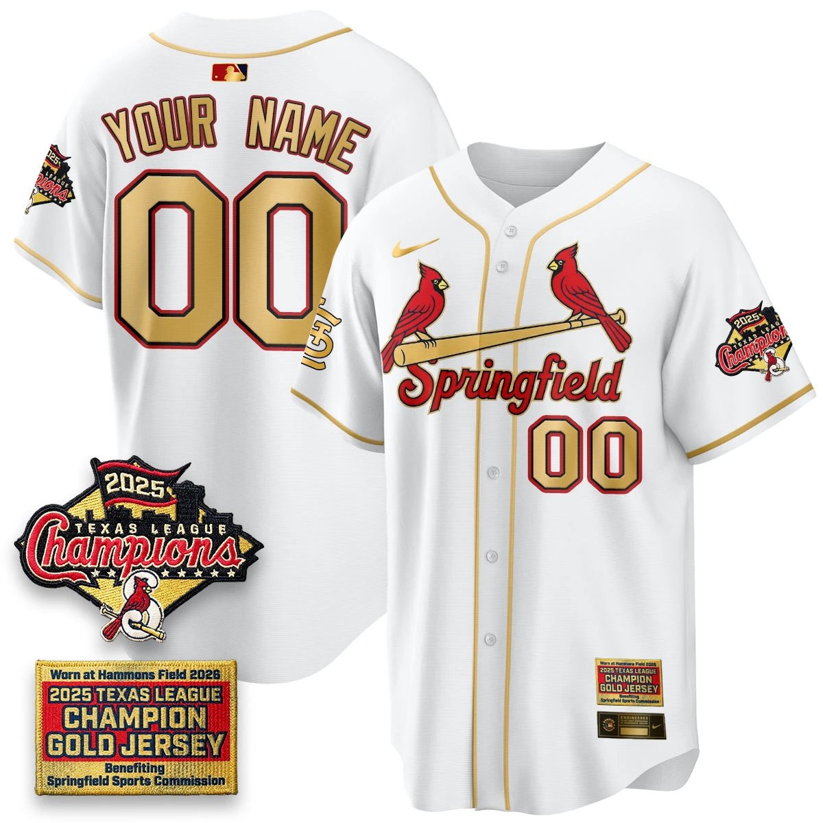 St. Louis Cardinals Springfield's Championship Gold Limited Custom Jerseys - All Stitched by St. Louis Cardinals