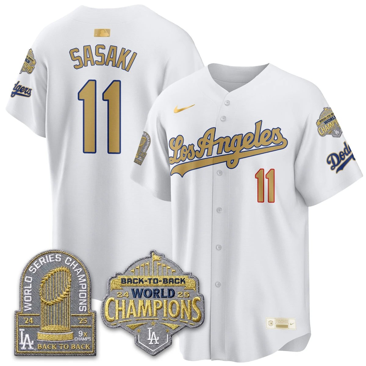 LAD Gold Collection Vapor Limited Jersey - 9x & B2B Champs - All Stitched by Los Angeles Dodgers