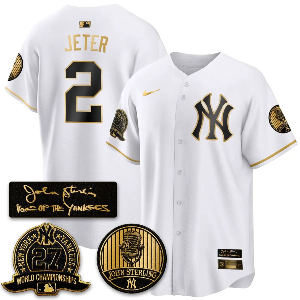 NYY John Sterling Tribute Patch Vapor Premier Limited Jersey - Stitched by New York Yankees