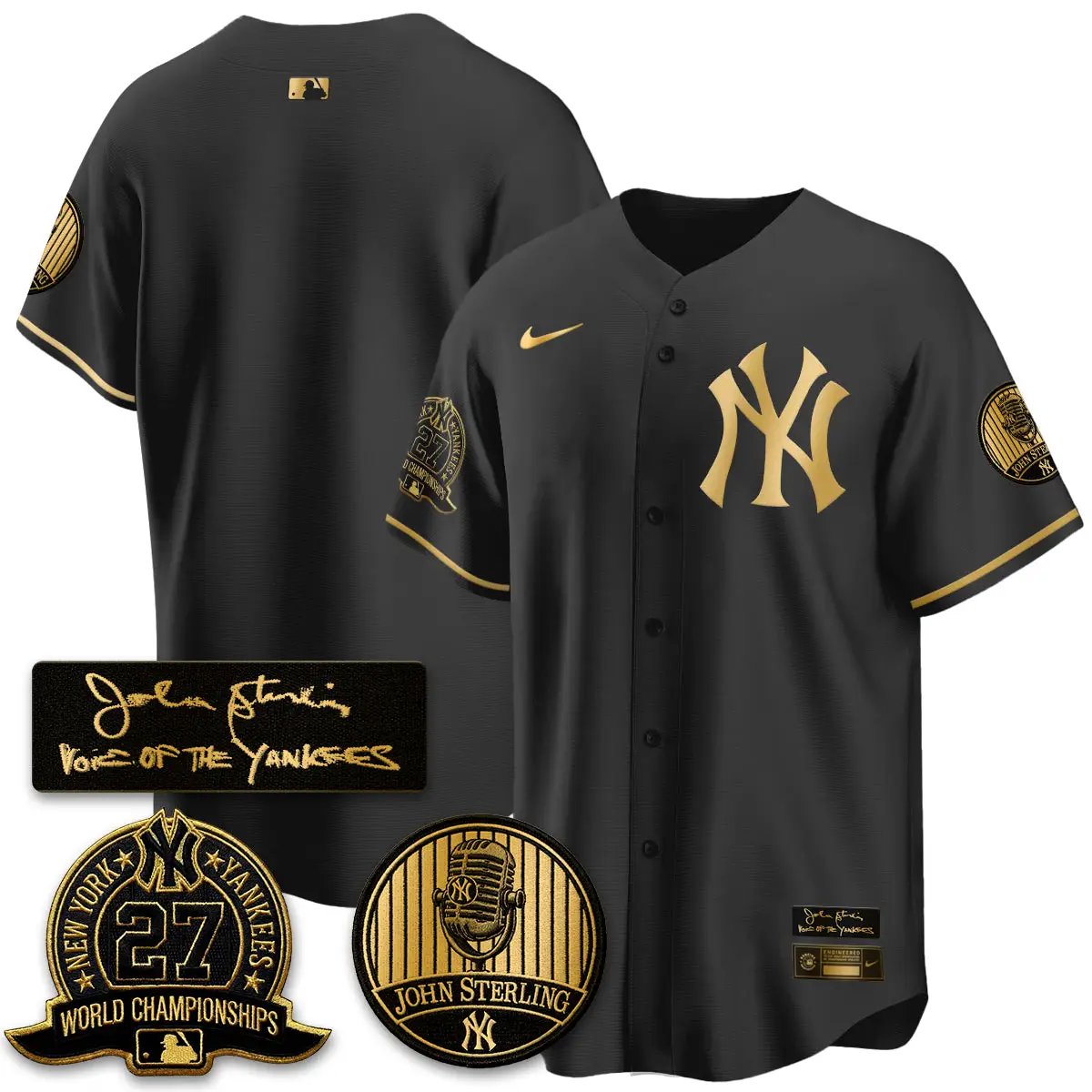 NYY John Sterling Tribute Patch Vapor Premier Limited Jersey - Stitched by New York Yankees