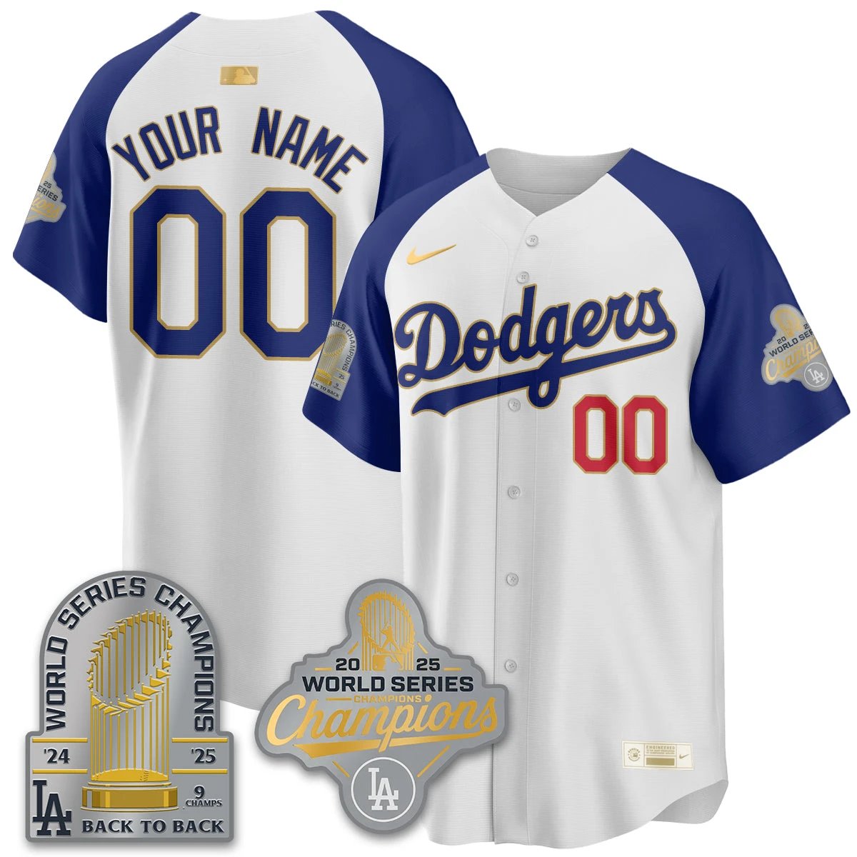 LAD Gold Collection Stadium Vapor Limited Custom Jersey - 9x Champs - All Stitched by Los Angeles Dodgers
