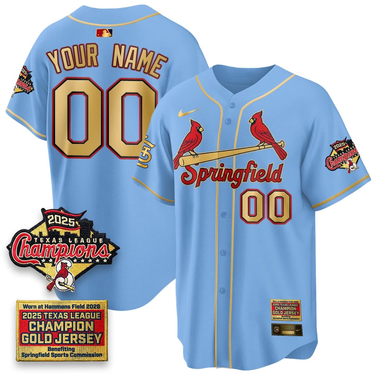 St. Louis Cardinals Springfield's Championship Gold Limited Custom Jerseys - All Stitched by St. Louis Cardinals