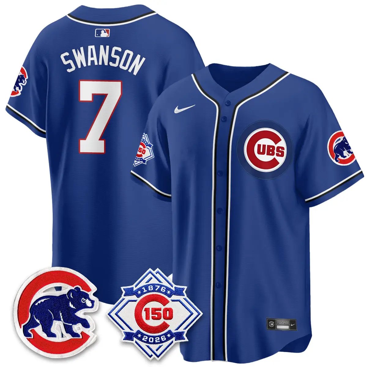 Chicago Cubs 150th Anniversary Black Out Style Vapor Premier Limited Jersey - All Stitched by Chicago Cubs