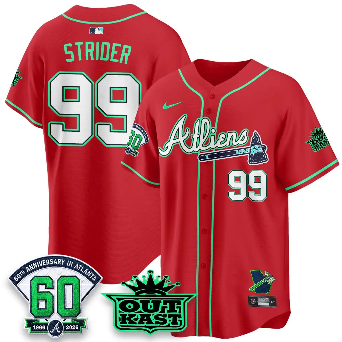 ATL x Atliens Cool Base Galaxy Version Jersey - Stitched (2) by Atlanta Braves